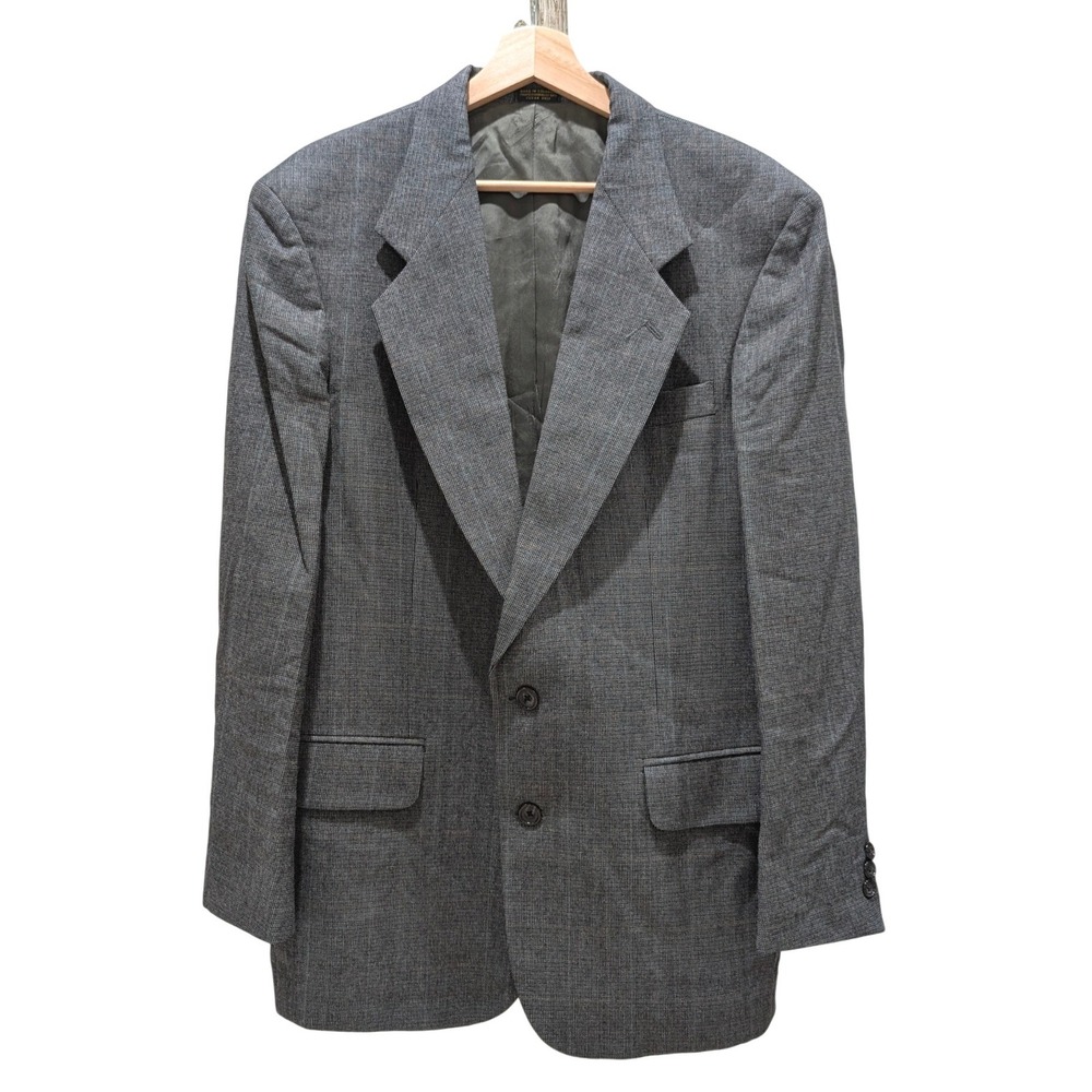 Oscar de la Renta Men's Grey Glen Plaid Windowpane Blazer Sport Coat 40R Preppy